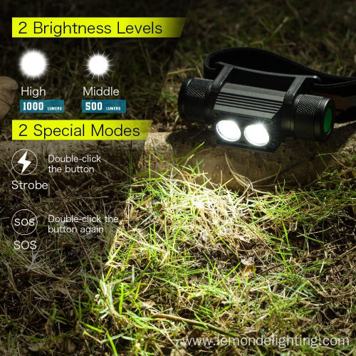 Detachable dual LED USB Motion Sensor Headlamp Flashlight